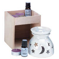 Moon & Stars Cutout Oil Warmer (White)